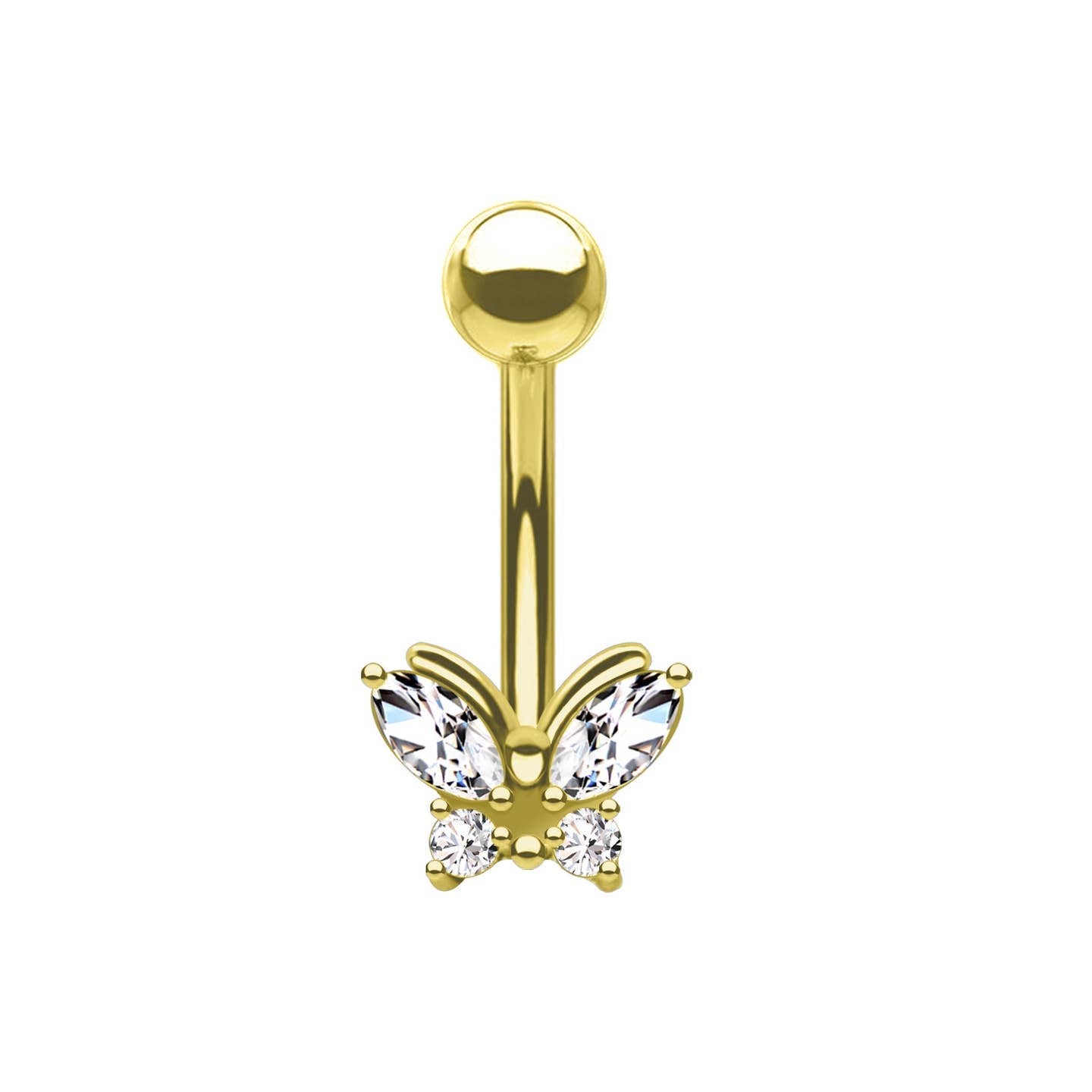 Mariposa Glow | Piercing Ombelico in Acciaio inossidabile 316L con Cristalli