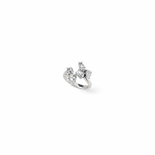 Anello regolabile Gloria con pietre taglio marquise in Acciaio Inox