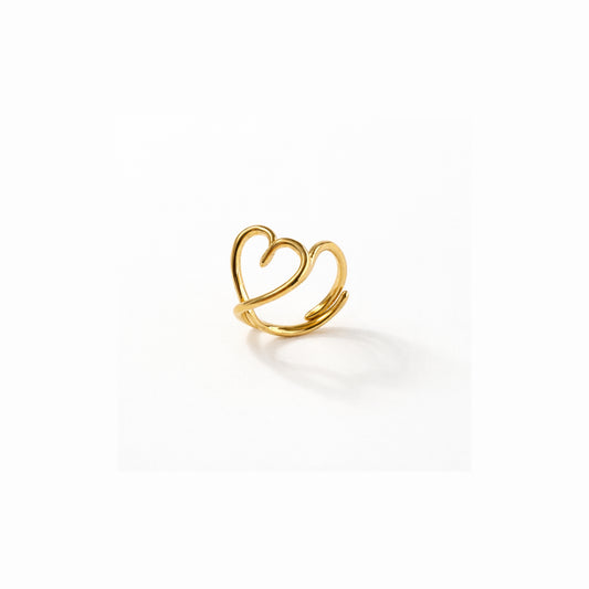 Anello regolabile D’ora a cuore lineare in Acciaio Inox