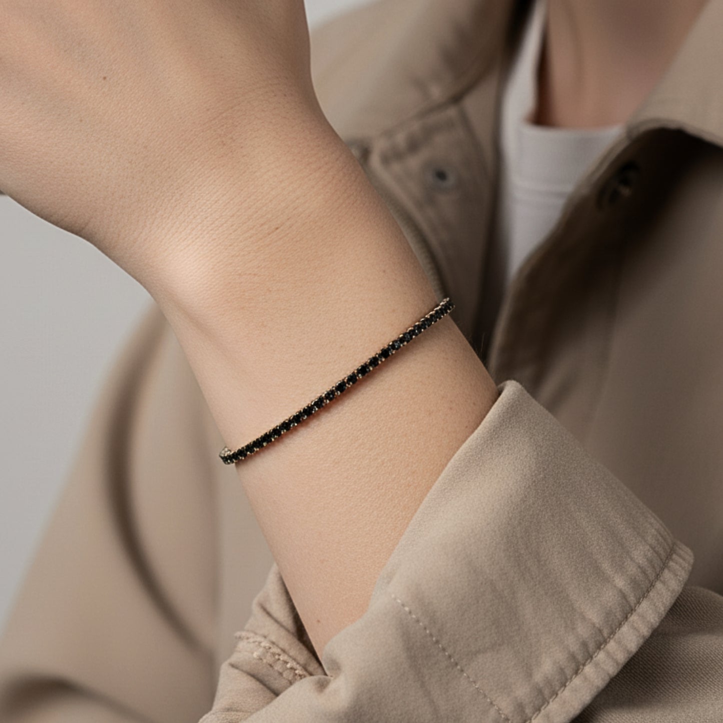 Bracciale Ténnis Noir – Eleganza Iconica in Acciaio Inox