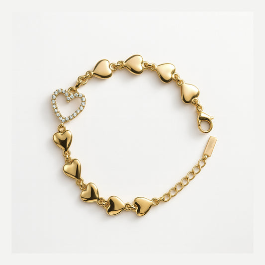 Bracciale Amouré in Acciaio Inox con Cuori e Zirconi