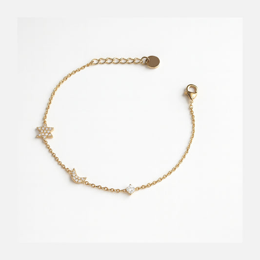 Bracciale Noctis in Acciaio Inox con Luna, Stella e Punto Luce