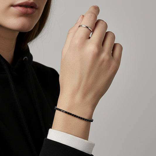 Bracciale Ténnis Noir – Eleganza Iconica in Acciaio Inox