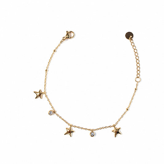 Bracciale Marea in acciaio inox argentato con charm a stella marina e piccoli punti luce