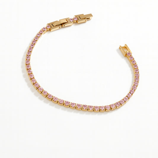 Bracciale Ténnis Rose Medium in Acciaio Inox con Zirconi Rosa