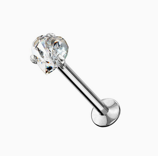 Amour Heart Labret | Piercing in acciaio 316L con cristallo a cuore.