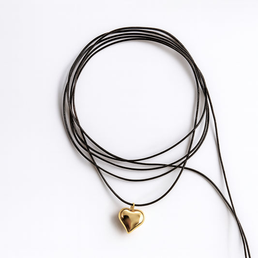 Choker Cordone Nero & Cuore in Acciaio Inox – Minimal Chic