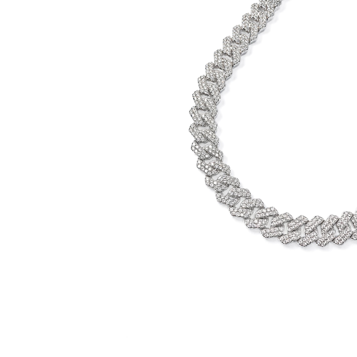 Pavé Club collana cuban chain in acciaio inox argento