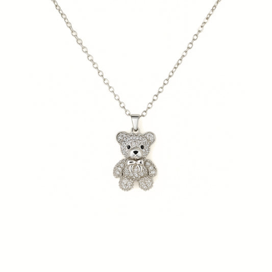 Collana Bling Bear in Acciaio Inox – Orsetto con Strass Brillanti