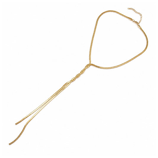 Collana elegante donna con design a Y e caduta sul décolleté
