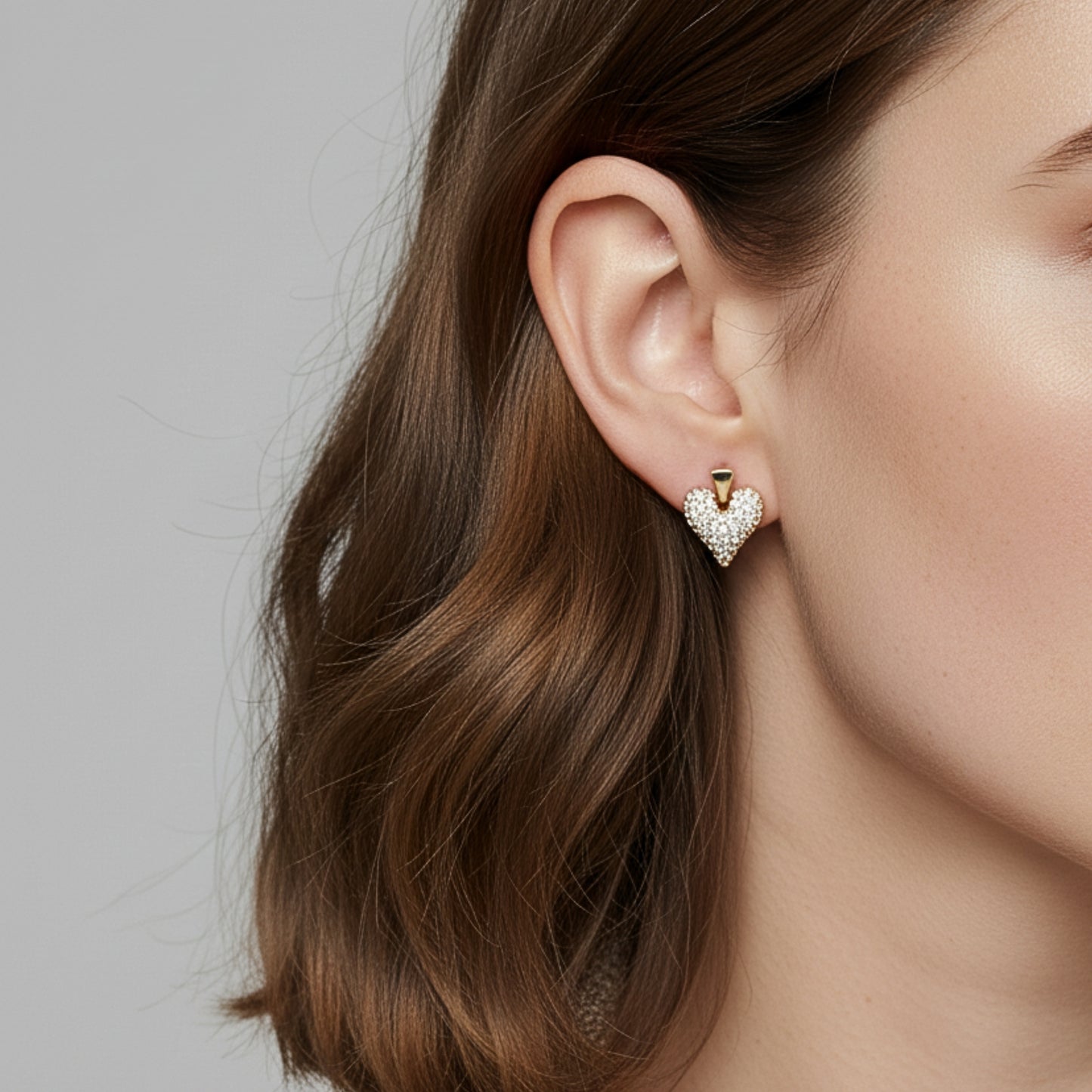 Cuore Pavé – Orecchini con Pavé di Strass in Acciaio Inox