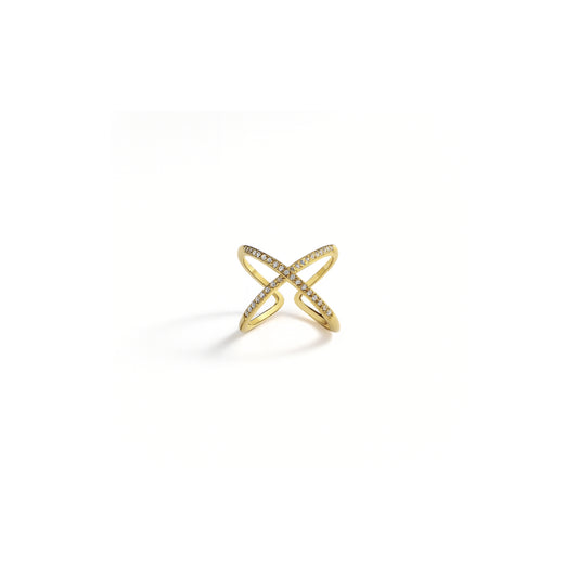 Anello Linea X Pavé | Regolabile in Acciaio Inox