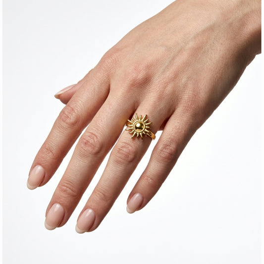 Aurora | Anello regolabile a raggio solare in Acciaio Inox