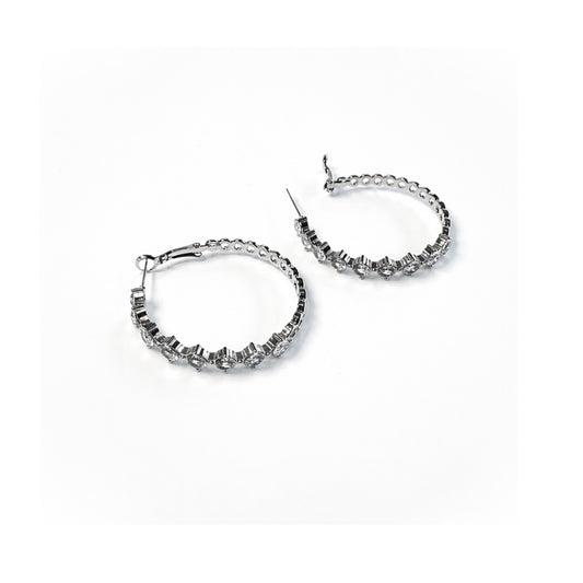 Filigrana · Orecchini a cerchio raffinati con zirconi in acciaio inossidabile | 40mm