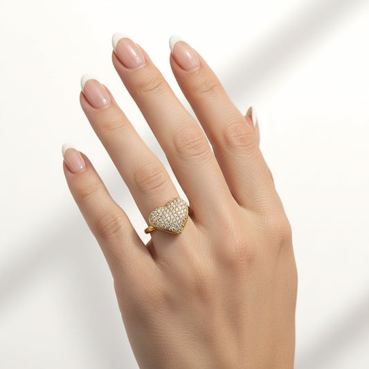Anello Amelí in Acciaio Inox con Pavé di Strass – Cuore Brillante