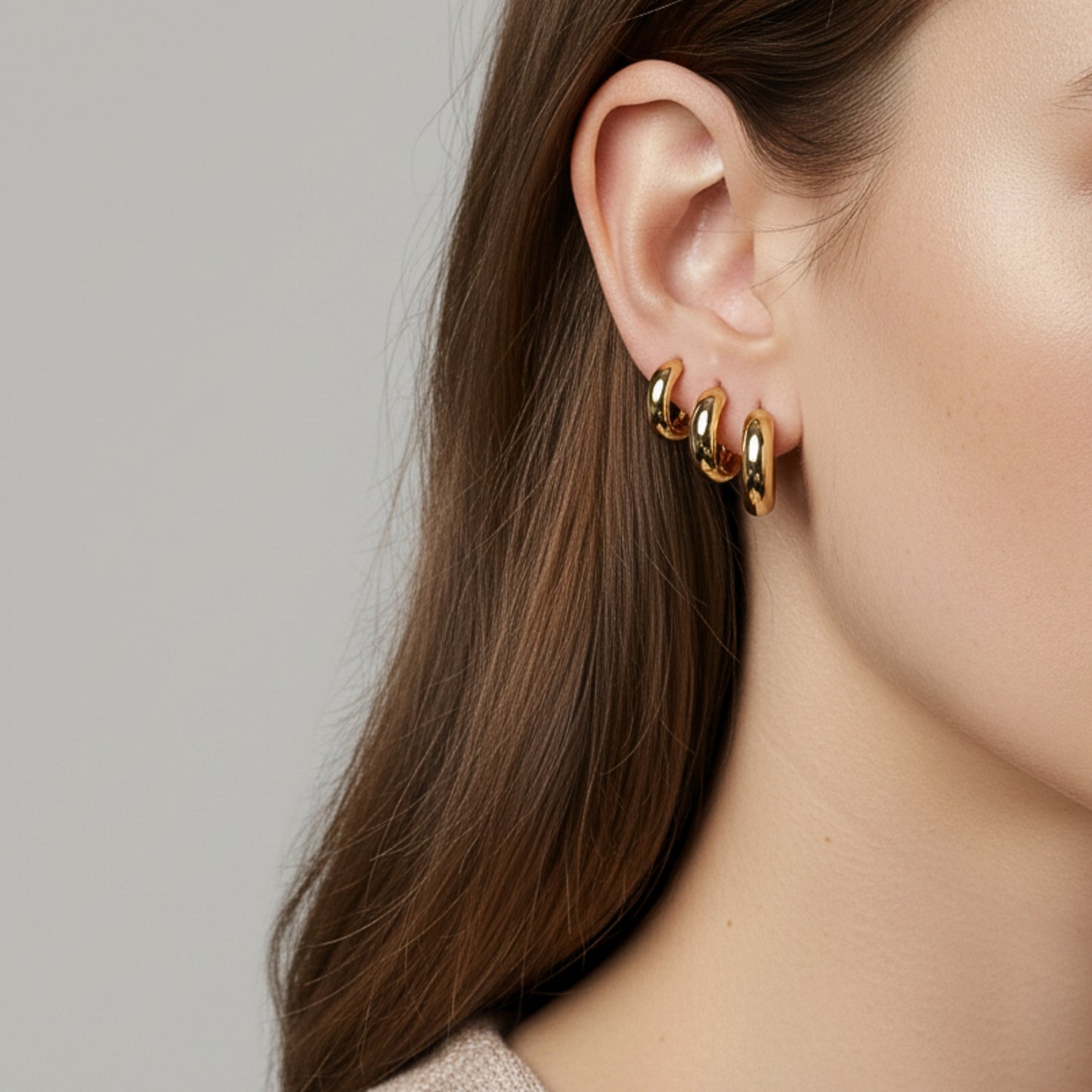 Hoop Stack – Set di 3 Paia di Orecchini in Acciaio Inox