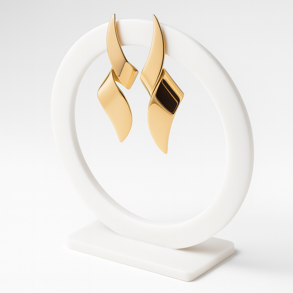 Lamina Bold · Orecchini pendenti scultorei in acciaio inox
