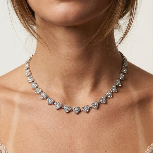Collana Pavé Sweet Cuori in Acciaio Inox – Cuori Brillanti