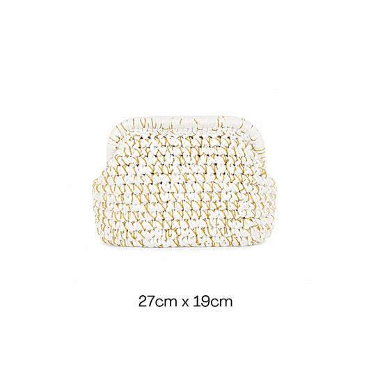 Meringa Bag | Borsa crochet bianca con filo Dorato e Catena