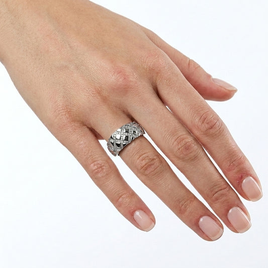 anello argento bold donna design texturizzato