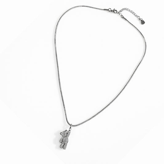 Collana Honey Teddy Pavé con Orsetto in Acciaio Inox