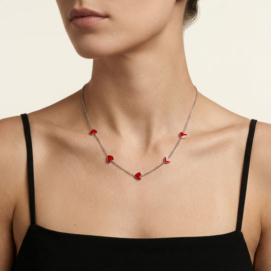 Collana Amorini Chain – Cuori Smaltati in Acciaio Inox