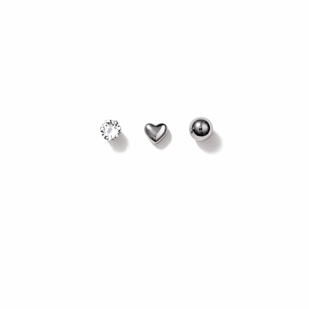 Mini Icons Set – Set di 3 Paia di Orecchini in Acciaio Inox con Design Iconici