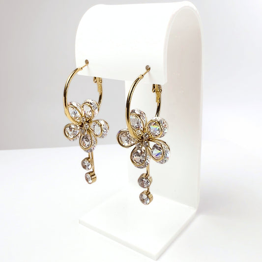 Stella Fiorita · Orecchini pendenti in acciaio inox con fiore di cristalli