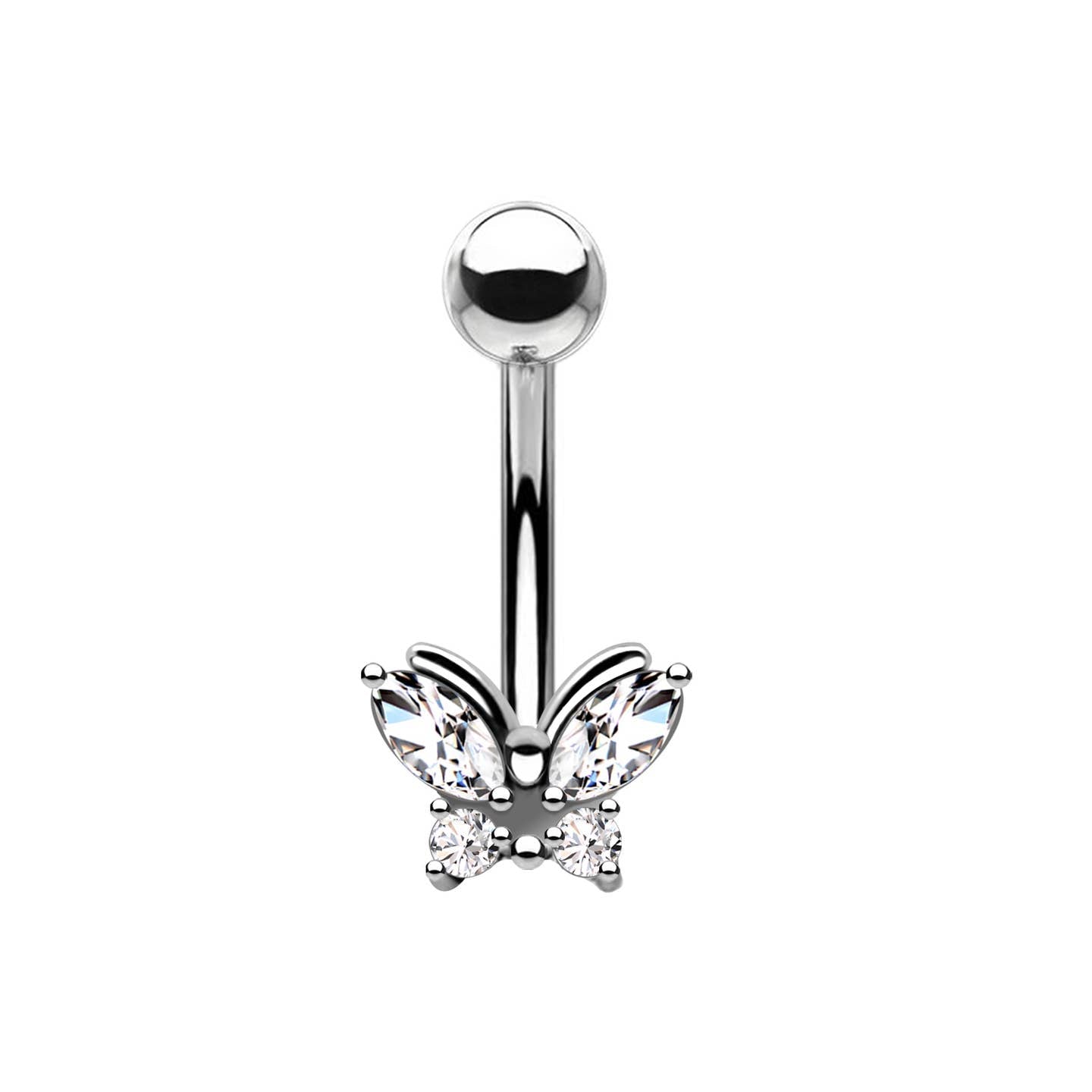 Mariposa Glow  | Piercing Ombelico in Acciaio inossidabile 316L con Cristalli