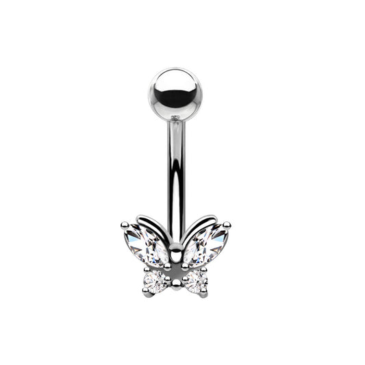 Mariposa Glow  | Piercing Ombelico in Acciaio inossidabile 316L con Cristalli