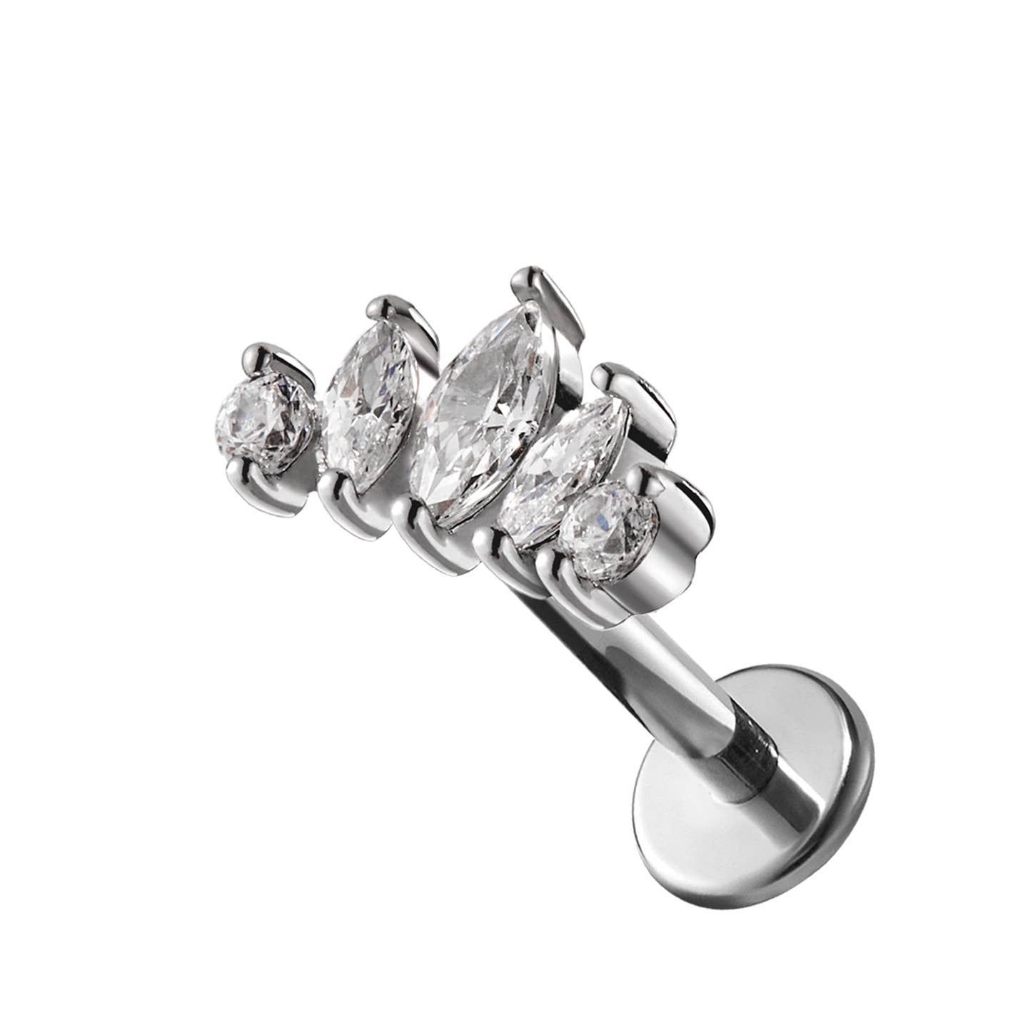 Marquise Tiara a Cinque Cristalli   |  Labret in acciaio 316L