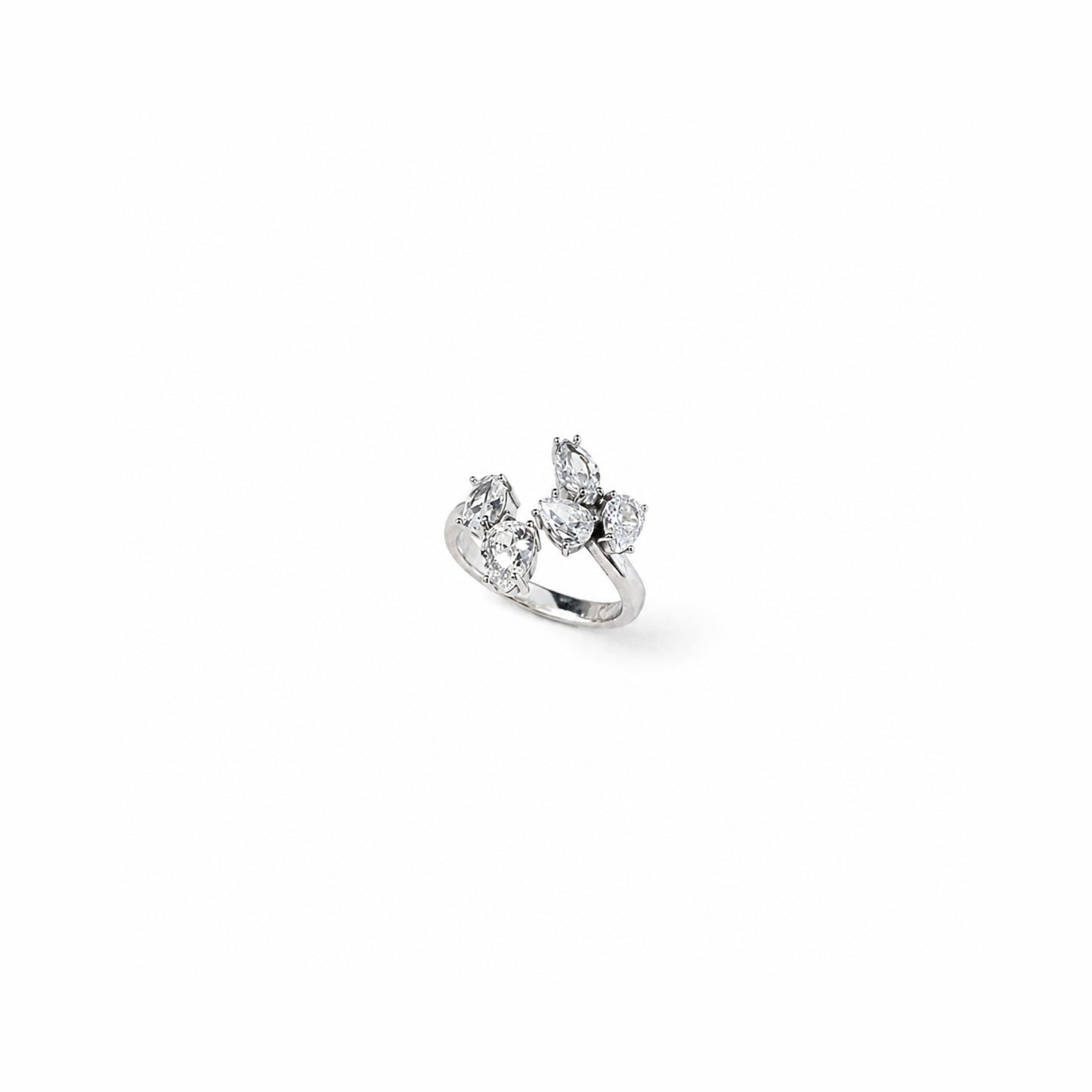 Anello regolabile Gloria con pietre taglio marquise in Acciaio Inox