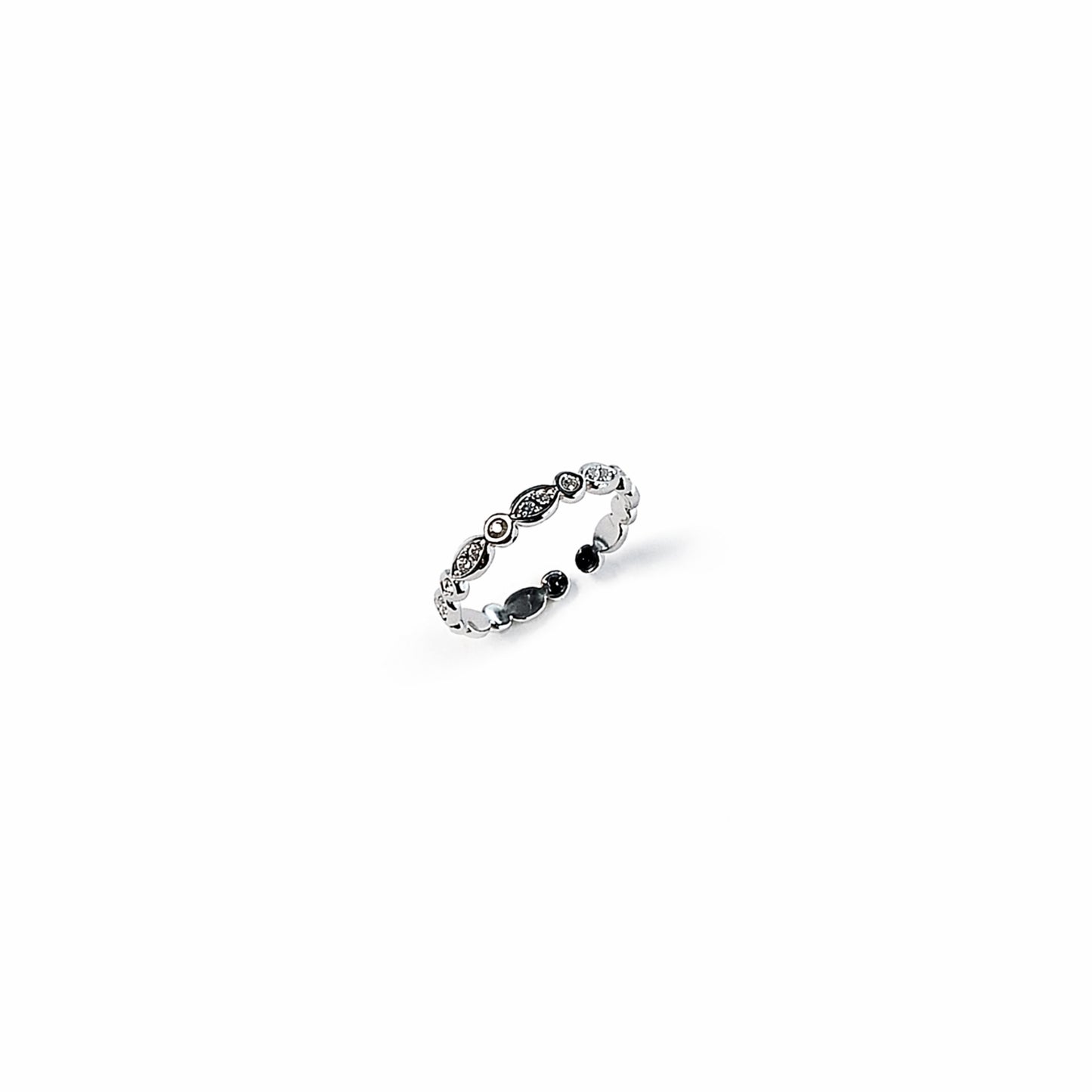 anello zirconia argento design continuo elegante