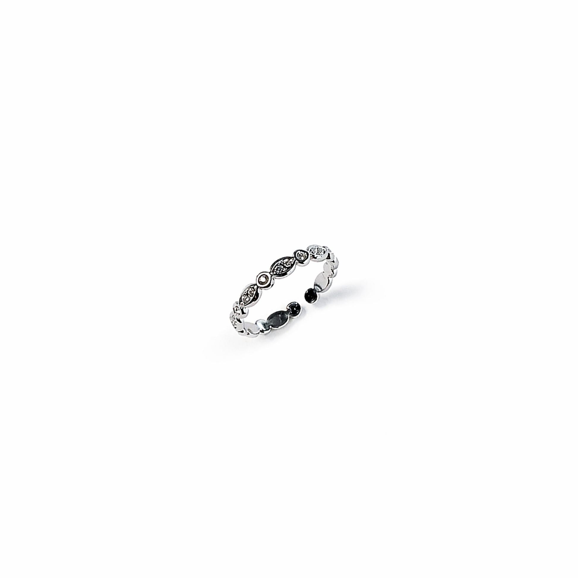anello zirconia argento design continuo elegante