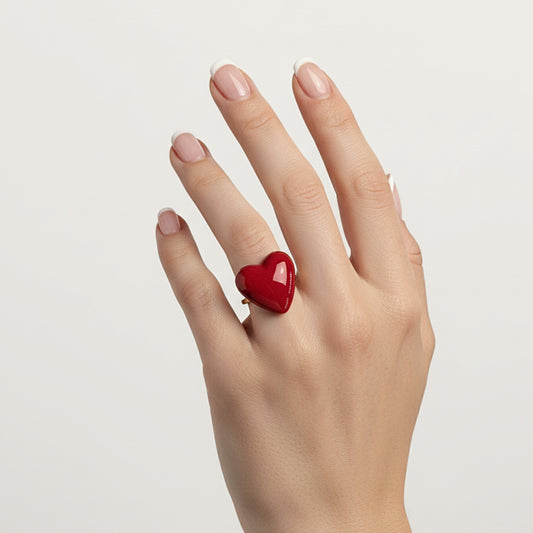 Anello Cuore Gloss | Regolabile in Acciaio Dorato – 4 Colori