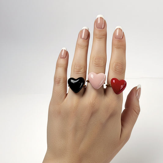 Anello Cuore Gloss | Regolabile in Acciaio Dorato – 4 Colori