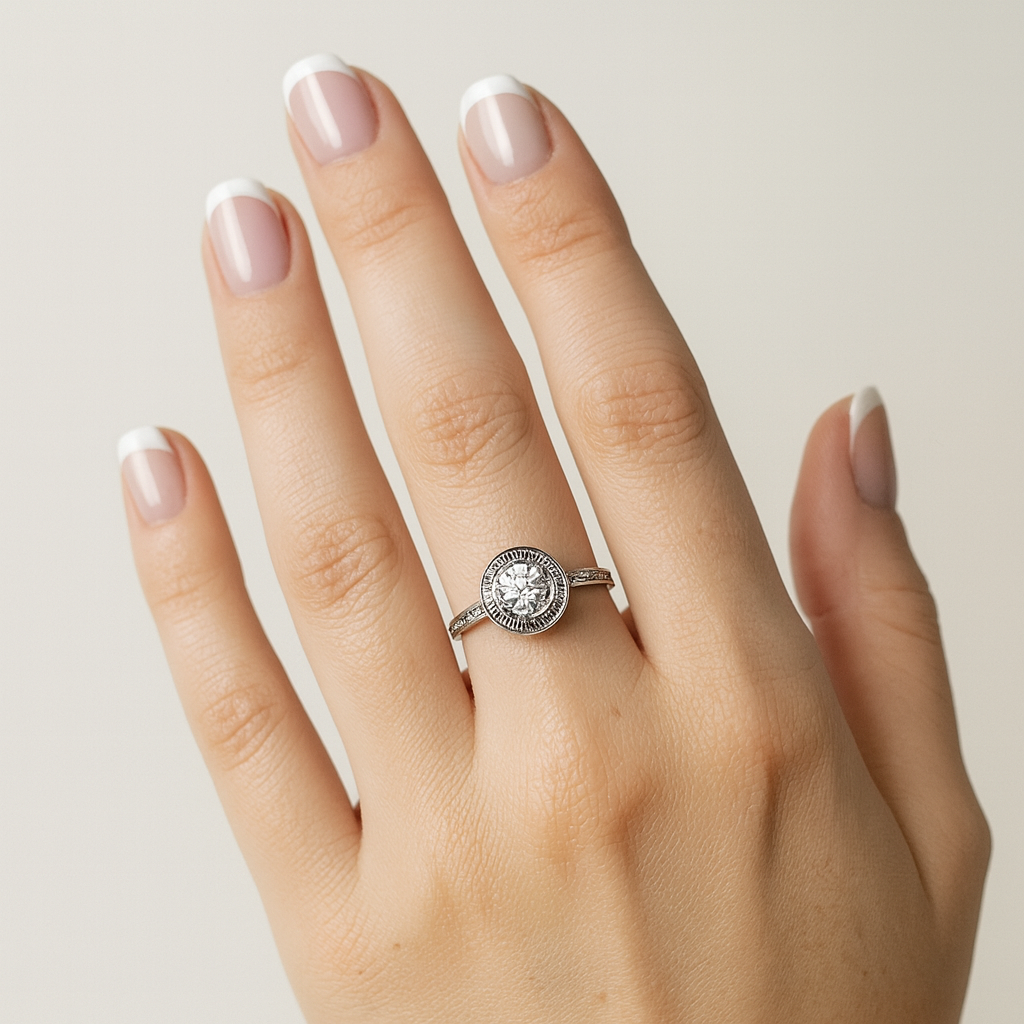 Halo — anello regolabile in acciaio inox con zircone centrale e pavé