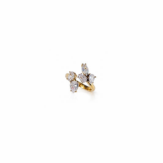 Anello regolabile Gloria con pietre taglio marquise in Acciaio Inox
