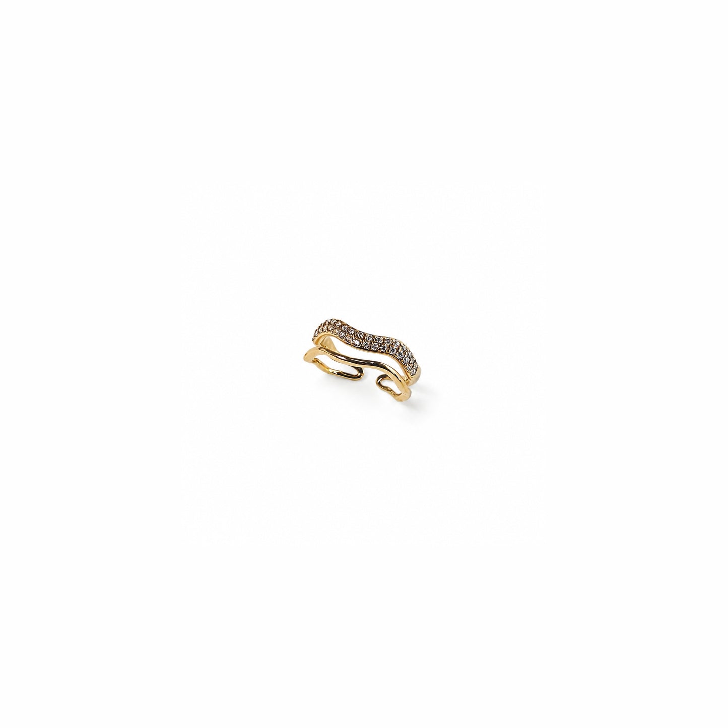 Anello regolabile Lunamare con linea ondulata in Acciaio Inox