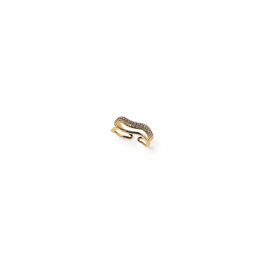 Anello regolabile Lunamare con linea ondulata in Acciaio Inox