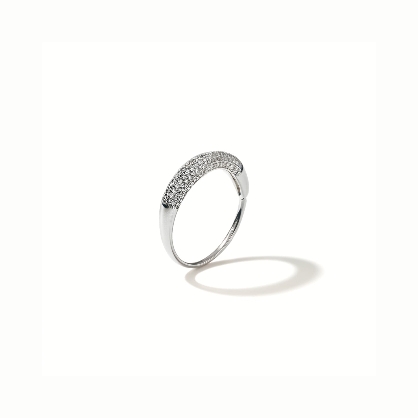 Pixel — anello regolabile in acciaio inox con pavé brillanti