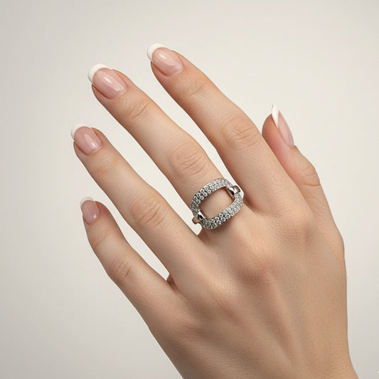 Anello Segno | Regolabile in Acciaio Inox con Brillanti