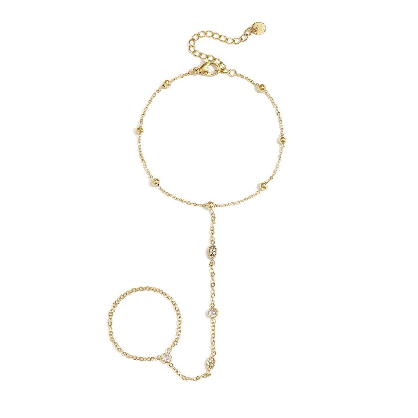 Nives — Baciamano Dorato in Acciaio Inox con Charm Ovali