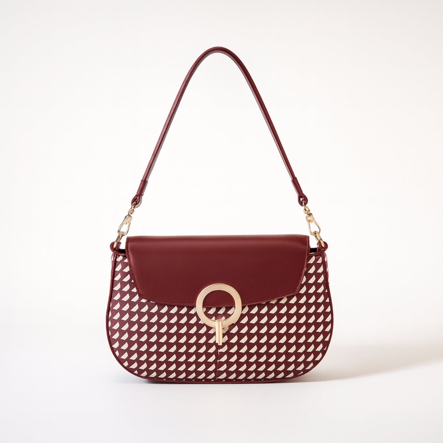 Ritmo Bordeaux Grafica – Borsa a spalla con stampa geometrica | Mimi Mua Firenze