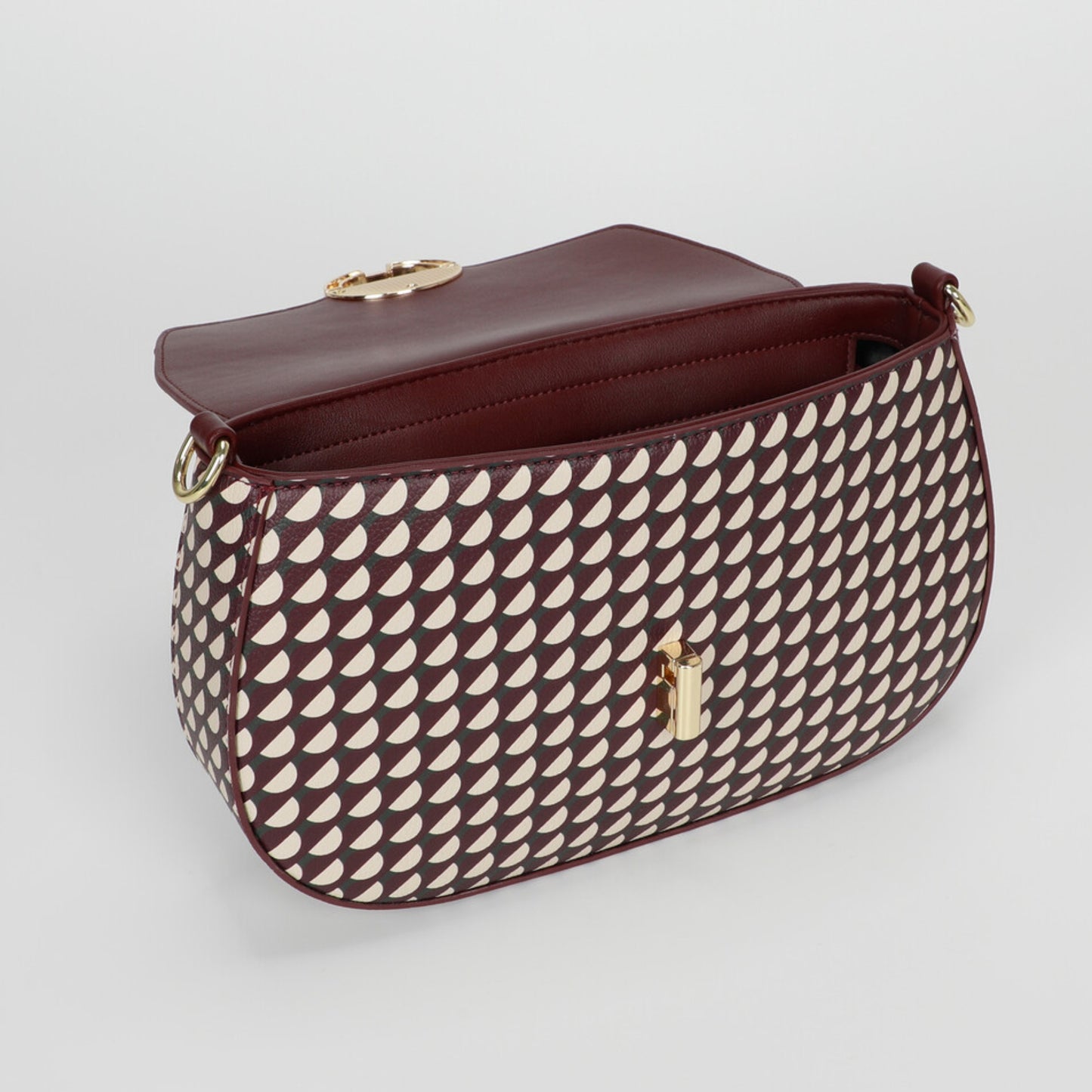 Ritmo Bordeaux Grafica – Borsa a spalla con stampa geometrica | Mimi Mua Firenze