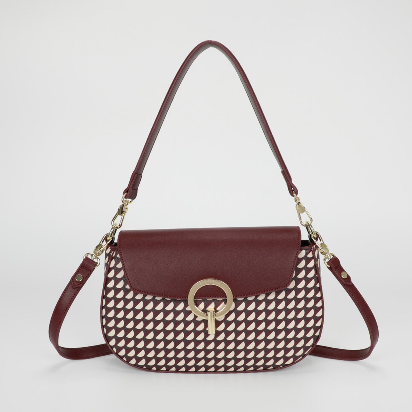 Ritmo Bordeaux Grafica – Borsa a spalla con stampa geometrica | Mimi Mua Firenze