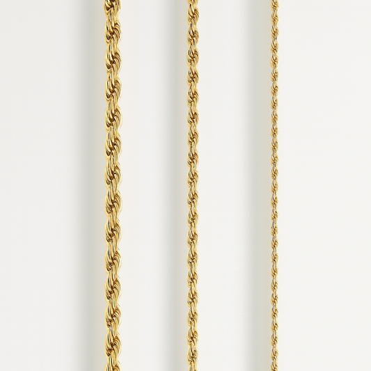 Bracciale Rope in acciaio inox colore oro catena intrecciata