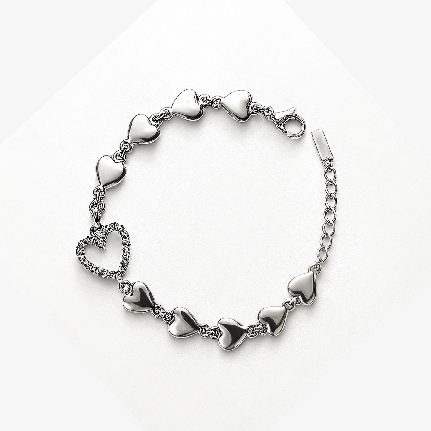Bracciale Amouré in Acciaio Inox con Cuori e Zirconi