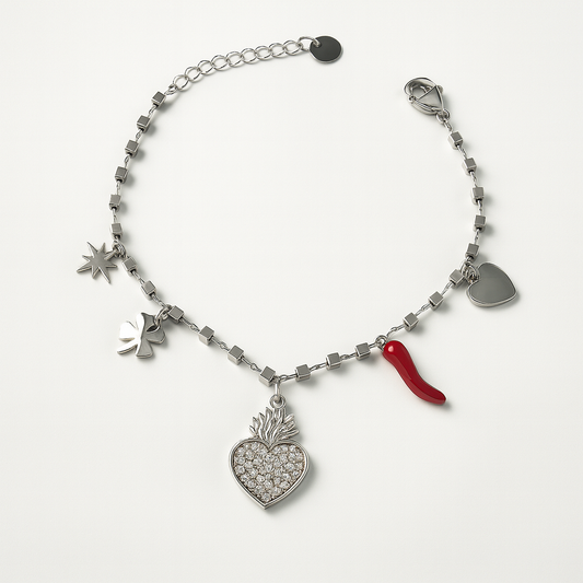 Bracciale Fortunella Star in Acciaio Inox con Charms Portafortuna