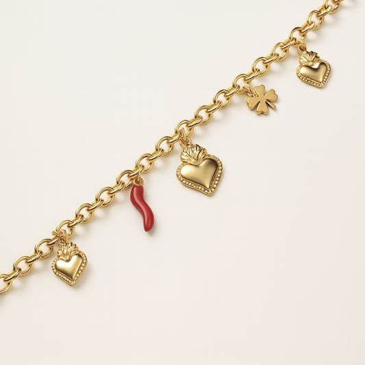 Bracciale Fortunella in Acciaio Inox con Charms Portafortuna